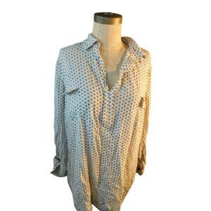Splendid Size XL Print Tab Button Sleeve Print Blouse NWT